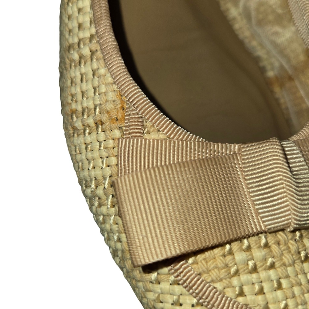 Stuart Weitzman Beige Woven Straw Raffia Ballet Flats Bow Accent Size 7.5M - Picture 11 of 12